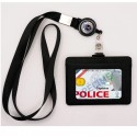 Tour de cou Prefecture de Police + enrouleur + porte-carte noir