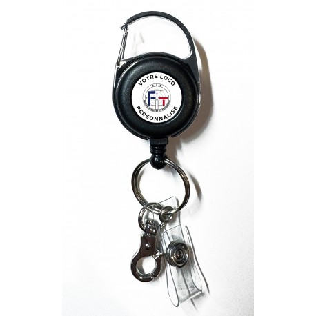 Porte-clés enrouleur personnalisable – avec logo doming Porte-clés personnalisés PCLENPERSSEULPorte-clés personnalisés