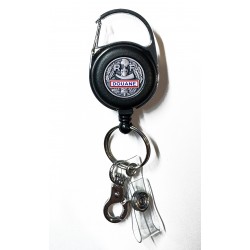 Porte-clés enrouleur Douanes RF – câble 65 cm, clip ceinture et logo doming Accueil PCLEDRFAccueil